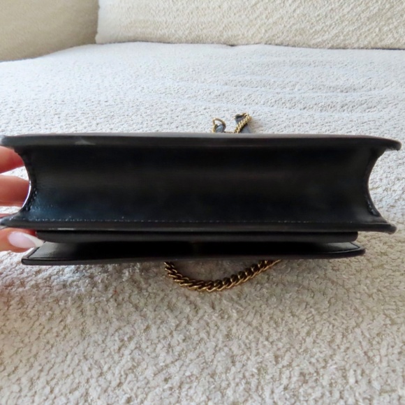 AUTHENTIC SAINT LAURENT 2020 BLACK LEATHER SUNSET WALLET ON CHAIN BAG WITH STRAP - Picture 8 of 11